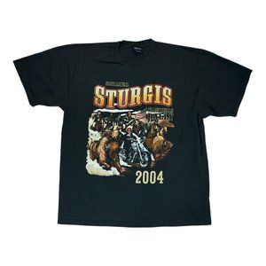 Y2K 2004 64th Annual Sturgis T-Shirt Black Hills Rally Mens Size‎ XL Biker Tee